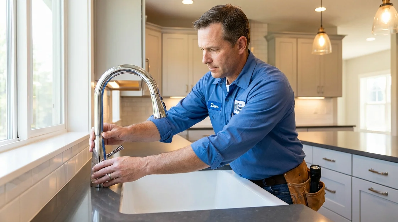 Kitchen faucet installation by Johns Plumbing LLC in Lincolnville