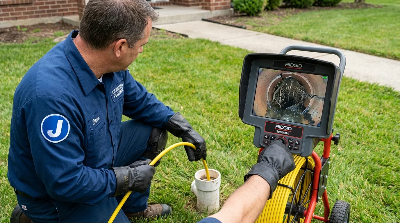 Sewer camera inspection being performed by Johns Plumbing LLC in Lincolnville