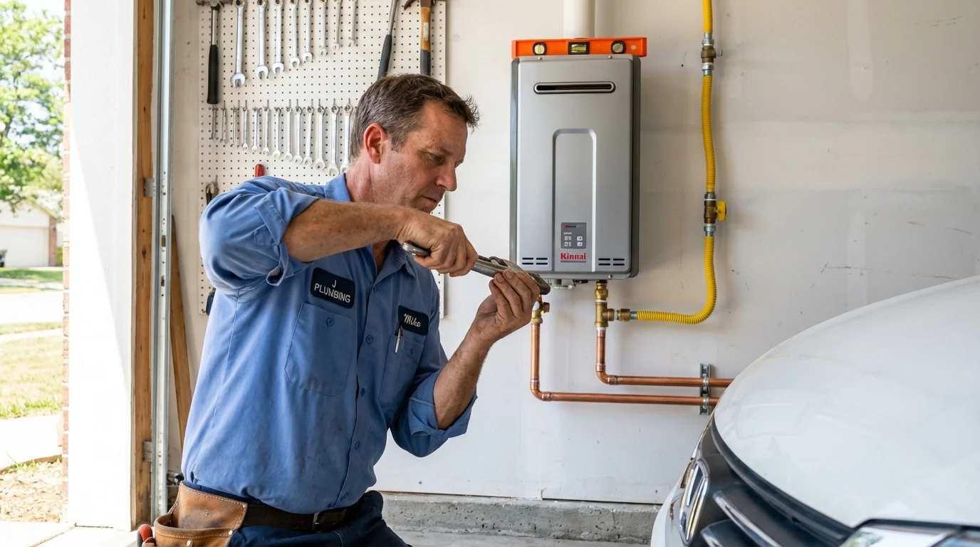 Tankless water heater installation by a Johns Plumbing LLC plumber in Lincolnville